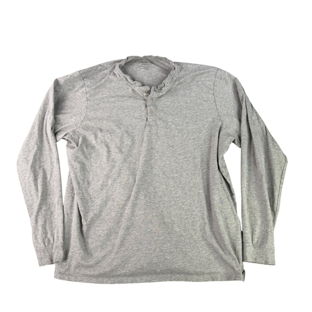 Outerknown Sojourn Henley Mens XXL Gray Organic Pima Cotton Long Sleeve Shirt